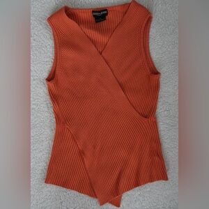 Guess Jeans Orange Ribbed Wrap Tank Top